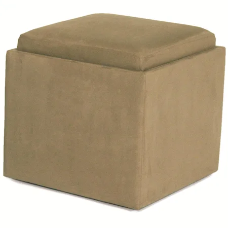 Contemporary Storage Ottoman With Wood Tray